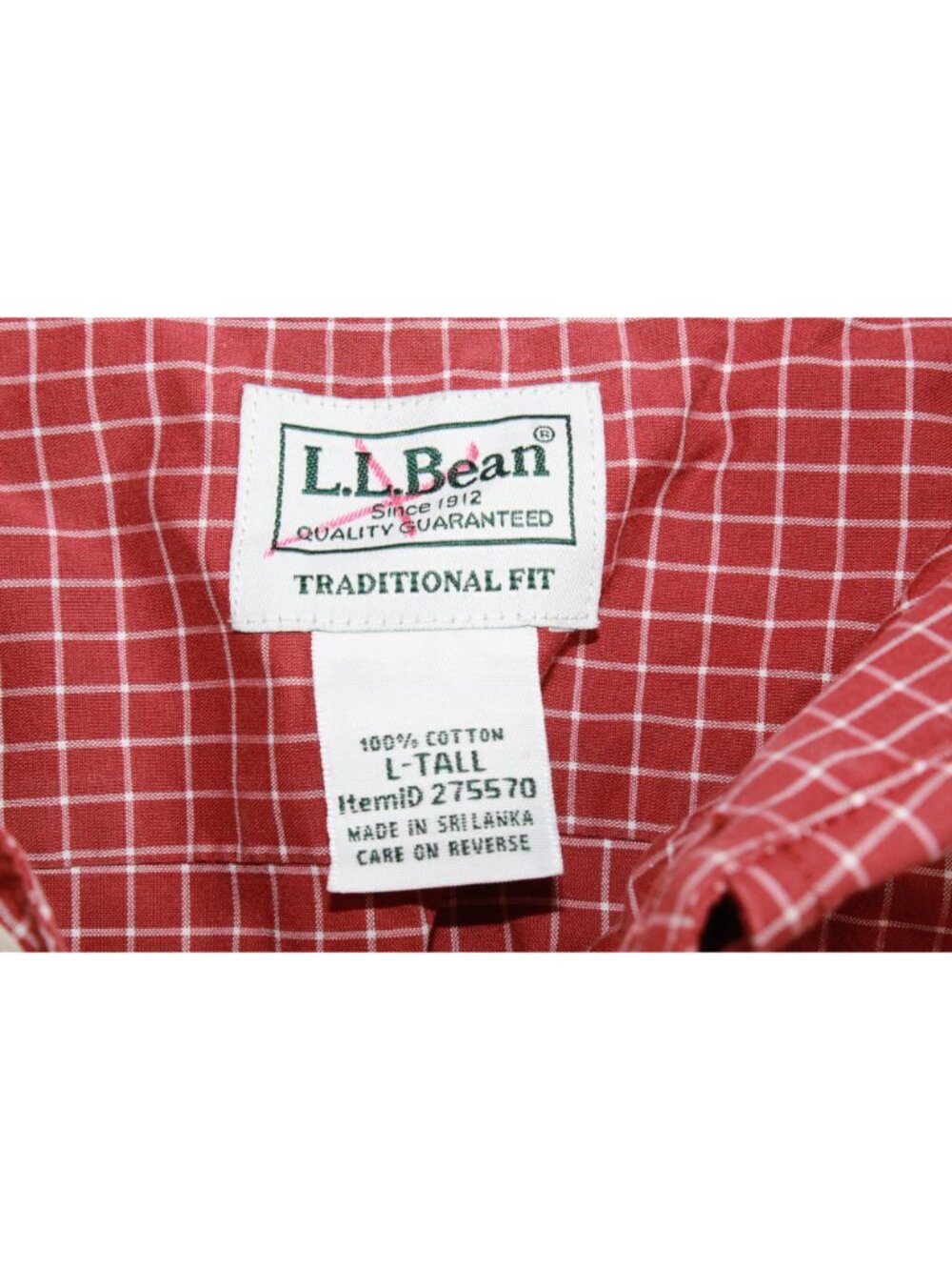 LL Bean Wrinkle Free Kennebunk Sport Shirt Check Office Preppy Casual Red L Tall - Picture 7 of 10